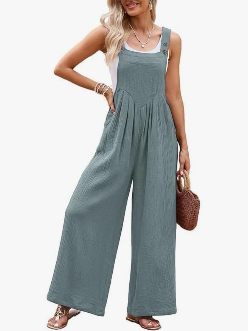 Wide-Leg Jumpsuit in Dusk Blue